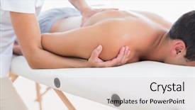  Presentation with shoulder - Slide deck having physiotherapist doing shoulder massage background and a light gray colored foreground