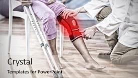  Presentation with knee pain - PPT theme enhanced with physiotherapist examining female patients knee background and a lemonade colored foreground