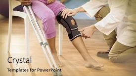  Presentation with patients mobility - Slide deck featuring physiotherapist examining female patients knee background and a lemonade colored foreground