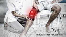  Presentation with knee pain - Amazing presentation theme having physiotherapist examining patients knee backdrop and a light gray colored foreground