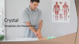  Presentation with pelvis - Colorful presentation theme enhanced with physiotherapist examining patients pelvis backdrop and a light gray colored foreground