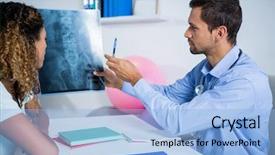  Presentation with physiotherapist - Audience pleasing slide set consisting of physiotherapist explaining x-ray backdrop and a light blue colored foreground