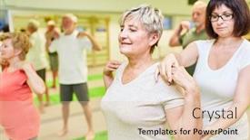  Presentation with physiotherapy - PPT theme having physiotherapist-gives-senior-woman-assistance background and a lemonade colored foreground