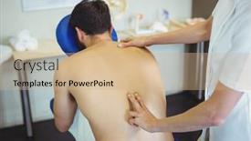  Presentation with physiotherapist - Amazing presentation theme having physiotherapist-giving-back-massage backdrop and a coral colored foreground