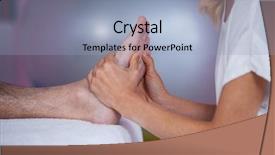  Presentation with foot massage - PPT theme having physiotherapist giving foot massage background and a light blue colored foreground