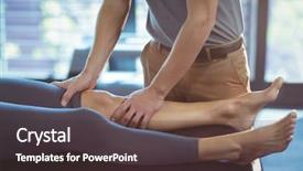  Presentation with physical therapy - Amazing PPT theme having physiotherapist giving knee therapy backdrop and a tawny brown colored foreground