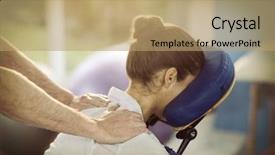  Presentation with shoulder - Beautiful theme featuring physiotherapist giving shoulder massage backdrop and a coral colored foreground