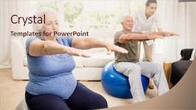  Presentation with patient centered home - Amazing PPT theme having physiotherapist helping patients with exercises backdrop and a lemonade colored foreground