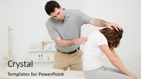  Presentation with spinal - Presentation design consisting of abstract blue bokeh defocused background background and a ocean colored foreground.