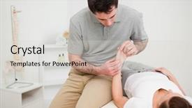  Presentation with physiotherapist - Presentation consisting of physiotherapist looking at the wrist background and a  colored foreground