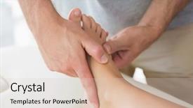  Presentation with patients - Presentation theme consisting of physiotherapist massaging patients foot background and a  colored foreground