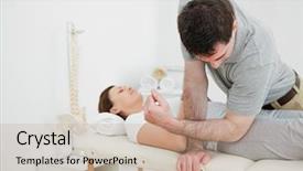  Presentation with pelvis - Beautiful PPT theme featuring physiotherapist massaging the pelvis backdrop and a coral colored foreground