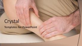  Presentation with histology bone - Theme enhanced with physiotherapist massaging the shin bone background and a coral colored foreground