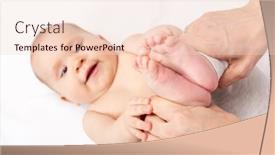  Presentation with exercise doctor - Slide set with physiotherapist-performing-development-exercise background and a lemonade colored foreground