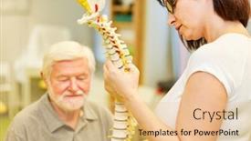  Presentation with back school - Colorful slide set enhanced with physiotherapist-shows-and-explains-seniors backdrop and a lemonade colored foreground