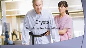  Presentation with rehabilitation - Colorful PPT theme enhanced with physiotherapist with patient in rehabilitation backdrop and a light blue colored foreground