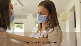  Presentation with face mask - Beautiful theme featuring physiotherapist-with-patient-wearing-face backdrop and a coral colored foreground