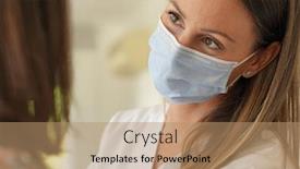  Presentation with face mask - PPT theme enhanced with physiotherapist-with-patient-wearing-face background and a coral colored foreground
