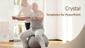  Presentation with physiotherapist - Audience pleasing slides consisting of physiotherapist working with elderly patient backdrop and a sky blue colored foreground