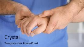  Presentation with physiotherapist - Theme featuring physiotherapist working with elderly patient background and a light blue colored foreground