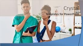  Presentation with rehabilitation - Presentation with physiotherapist-working-with-patient-wearing background and a coral colored foreground