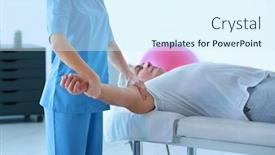  Presentation with physiotherapist - Cool new theme with physiotherapist working with patient in clinic backdrop and a cool aqua colored foreground