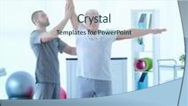  Presentation with physiotherapist - Amazing theme having physiotherapist working with patient in clinic backdrop and a cool aqua colored foreground