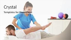  Presentation with physiotherapist - Audience pleasing PPT theme consisting of physiotherapist working with patient backdrop and a white colored foreground