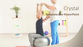  Presentation with physiotherapist - Slide set with physiotherapist-working-with-patient background and a cream colored foreground