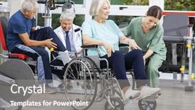  Presentation with rehab - PPT theme consisting of physiotherapists in rehab center background and a gray colored foreground