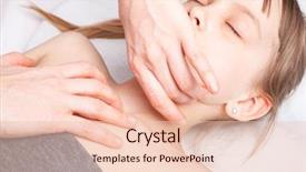  Presentation with physician - Cool new PPT layouts with children physiotherapy - elementary age girl's neck being backdrop and a lemonade colored foreground