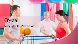 Presentation with physical exercises - Presentation having physiotherapy doing physical exercises background and a coral colored foreground