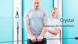  Presentation with physical exercises - Slide deck with physiotherapy doing physical exercises background and a light blue colored foreground