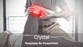  Presentation with knee pain - Cool new presentation theme with physiotherapy exercise - highlighted pain against physiotherapist giving backdrop and a dark gray colored foreground