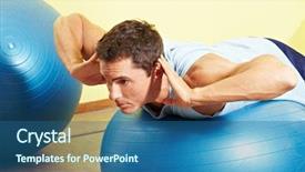  Presentation with gym ball - Audience pleasing slide deck consisting of physiotherapy exercise - man exercising his back backdrop and a ocean colored foreground