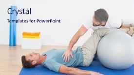  Presentation with physical therapy for pediatric - Audience pleasing presentation consisting of physiotherapy exercise - physical therapist assisting young man backdrop and a  colored foreground