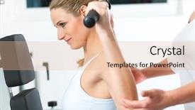  Presentation with physiotherapy making physical exercises - Theme enhanced with patient at the physiotherapy making background and a lemonade colored foreground