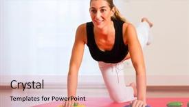  Presentation with physiotherapy - Colorful presentation enhanced with physiotherapy making physical exercise backdrop and a coral colored foreground