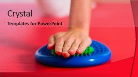  Presentation with physiotherapy making physical exercises - Audience pleasing presentation theme consisting of the physiotherapy making physical backdrop and a coral colored foreground