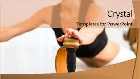  Presentation with physiotherapy making physical exercises - Slide deck with physiotherapy making physical exercises background and a coral colored foreground