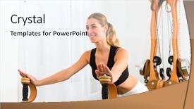  Presentation with physiotherapy making physical exercises - Audience pleasing slide deck consisting of physiotherapy making physical exercises backdrop and a sky blue colored foreground