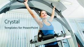  Presentation with physiotherapy making physical exercises - Amazing slide deck having physiotherapy making physical exercises backdrop and a sky blue colored foreground