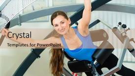  Presentation with physiotherapy making physical exercises - Cool new PPT layouts with  backdrop and a  colored foreground