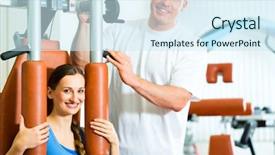  Presentation with physiotherapy making physical exercises - Slide set featuring physiotherapy making physical exercises background and a cool aqua colored foreground