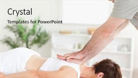  Presentation with physical exercises - PPT layouts enhanced with physiotherapy physical exercises - masseur is massaging a female background and a white colored foreground