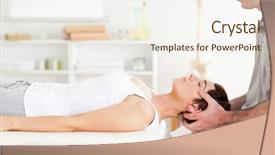  Presentation with chiropractor - Beautiful PPT theme featuring patients massage - chiropractor stretching a cute woman backdrop and a cream colored foreground