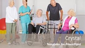  Presentation with physiotherapy - PPT theme having physiotherapy-with-a-group background and a gray colored foreground