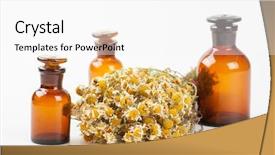  Presentation with phytotherapie - Colorful theme enhanced with phytotherapie - dry chamomile and a bottles backdrop and a white colored foreground