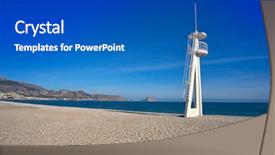  Presentation with beach - Colorful presentation design enhanced with pi - albir beach in alfas del backdrop and a dark gray colored foreground
