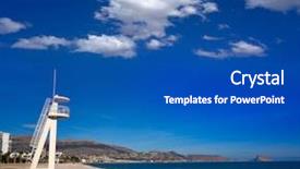  Presentation with beach - Audience pleasing slide set consisting of pi - albir beach in alfas del backdrop and a teal colored foreground